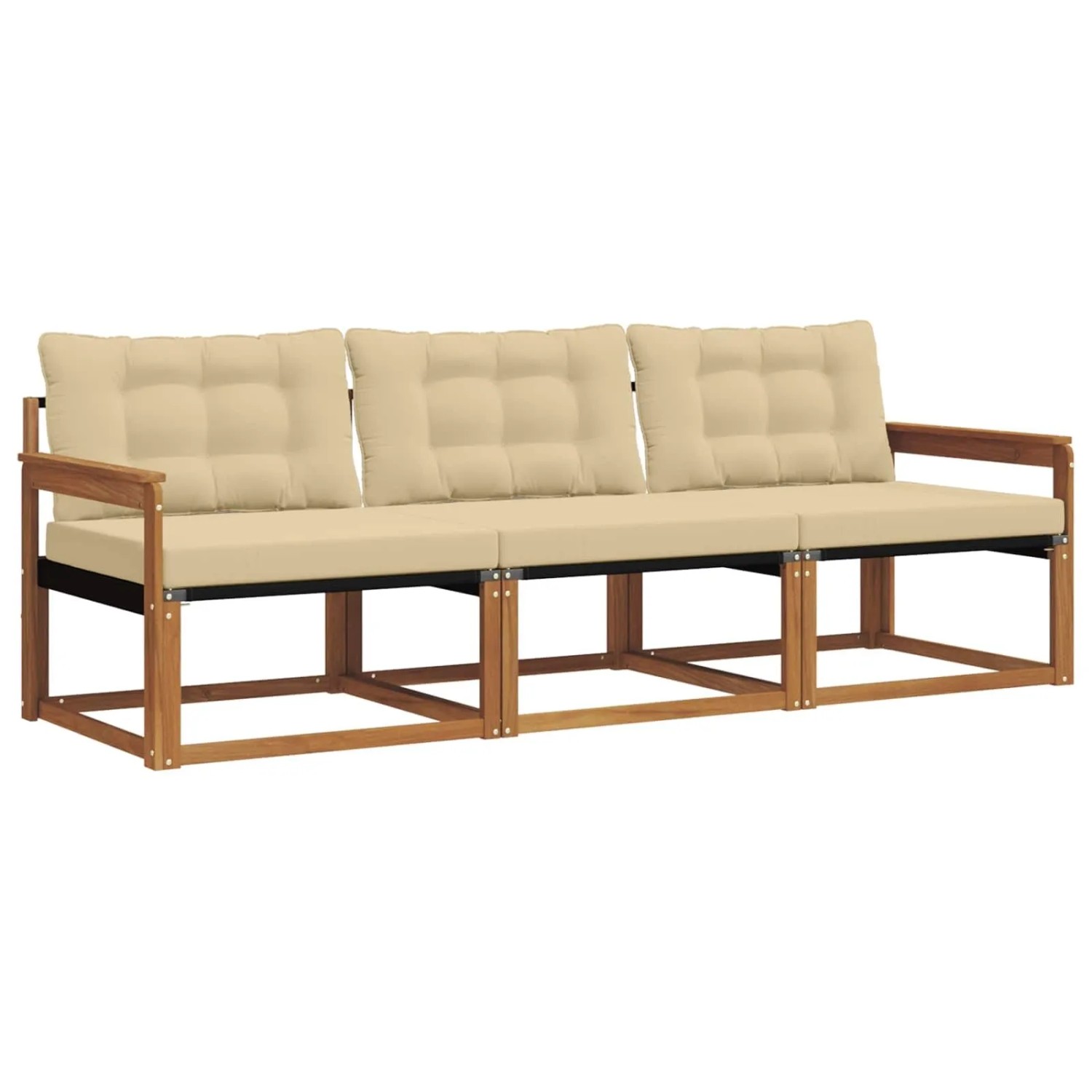 vidaXL Outdoor-Sofagarnitur mit Kissen 3-Tlg Natur und Beige 3369140