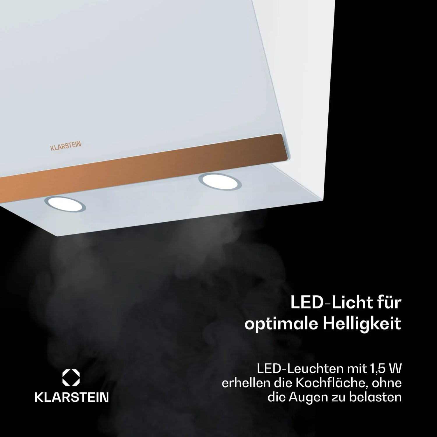 Klarstein FlashLine Cappa Da Cucina Inclinata - 60cm, 524 M³/ora, Classe A++, LED, Bianco, Scarico/Ricircolo - Foto 4