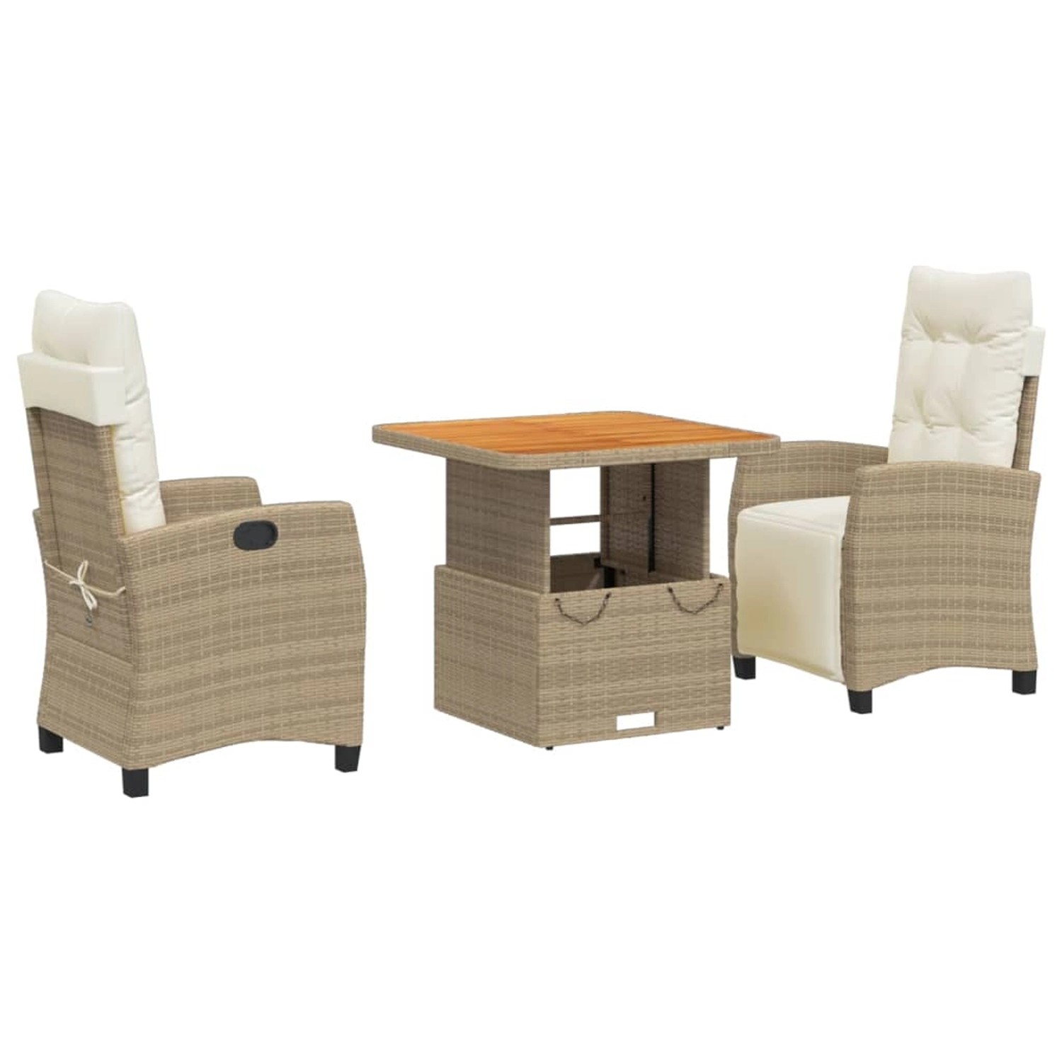 vidaXL 3-tlg Garten-Essgruppe mit Kissen Beige Poly Rattan Modell 12 günstig online kaufen