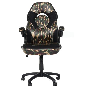 MCW Bürostuhl K13 im Camouflage-Design, schwarz. Ergonomischer Drehstuhl mit verstellbaren Armlehnen und Rückenlehne.