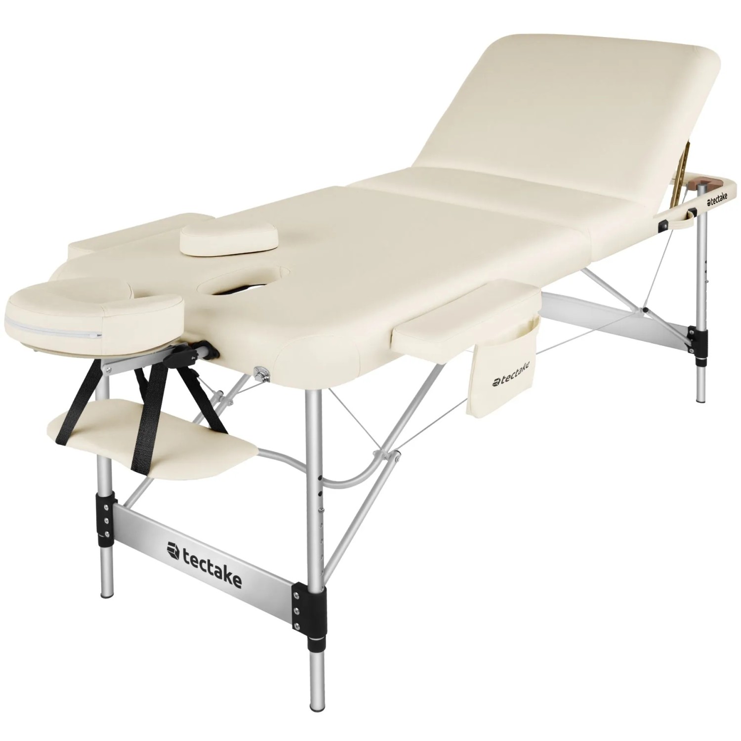 Tectake 3 Zonen Massageliege Phuket Breite 70 cm  Polsterung 5 cm Inklusive Tragetasche und 15 Einwegtücher  212 x 103 x 90 cm Beige