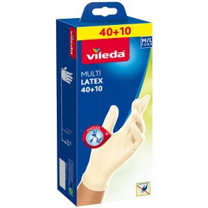 Vileda Einmalhandschuhe Natural Latex, Größe M/L, 50 Stück, für Haushalt und Garten.