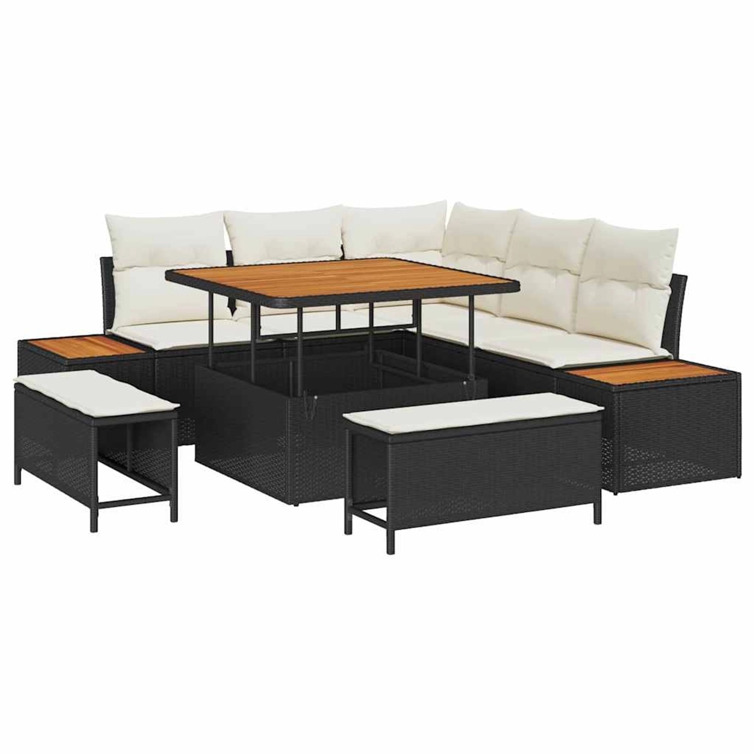 vidaXL Garten-Sofa-Set mit Kissen 8-Tlg Schwarz Poly Rattan 3362905 günstig online kaufen