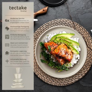 Tectake Kombiservice Una, 30-teilig, taupe. Geschirrset im Urban Style für 6 Personen.