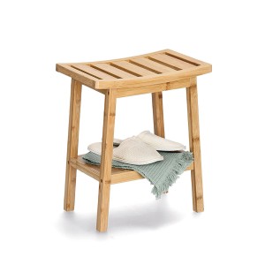 Zeller Hocker aus Bambus mit Ablage für Bad oder Flur, 46x25x40cm.