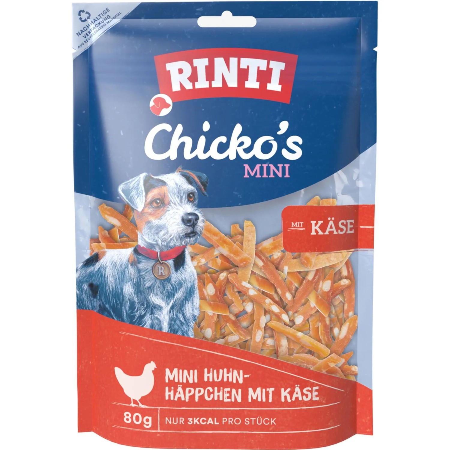 Rinti Hunde-Natursnacks Chicko Mini Huhn-Häppchen mit Käse 80 g