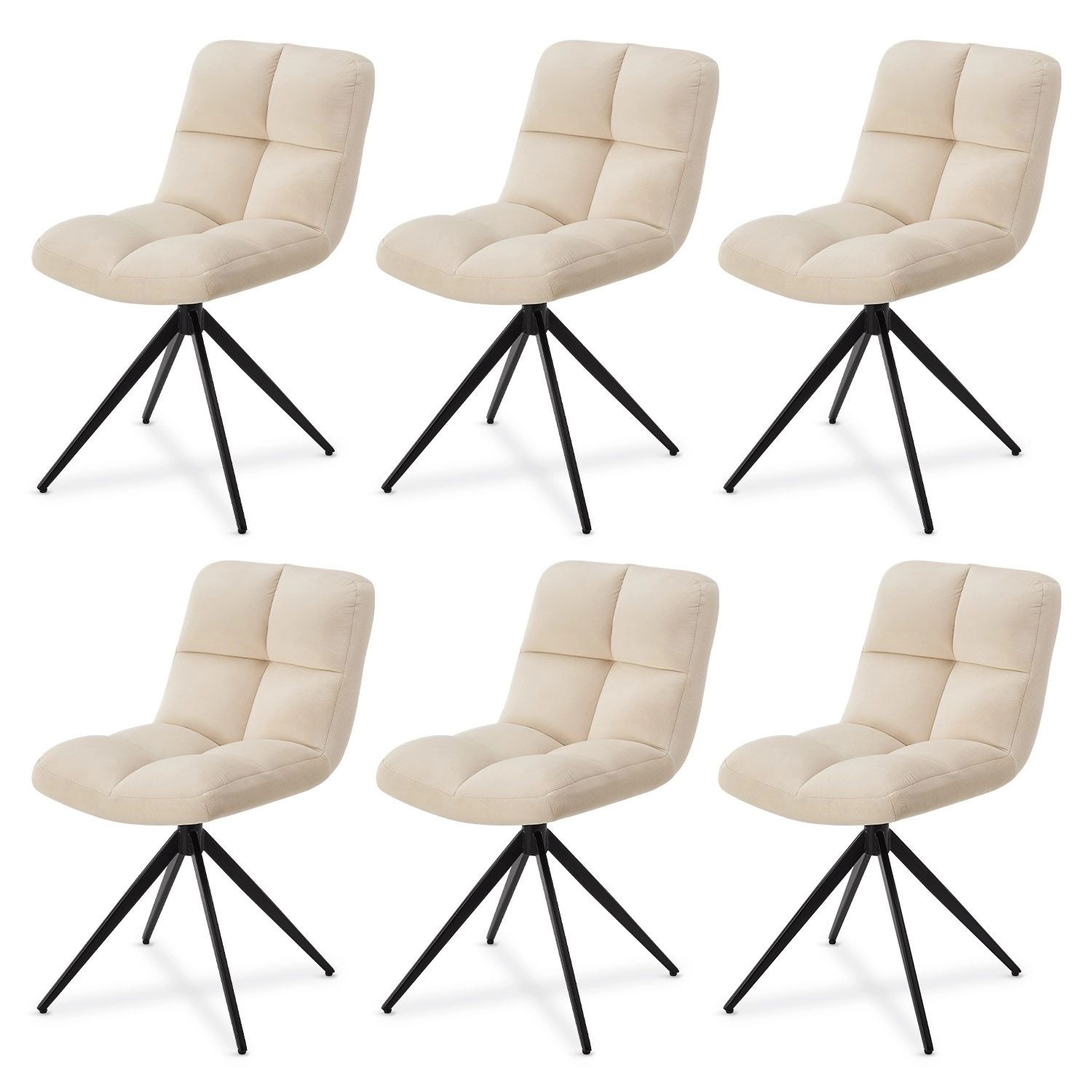 Juskys Drehstuhl Dallas 6er Set Samt Beige günstig online kaufen