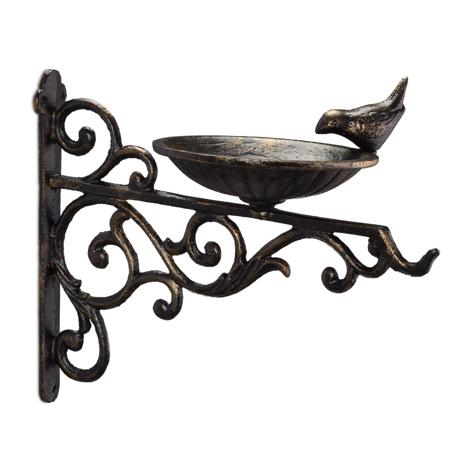 Relaxdays Vogeltränke Gusseisen Bronze Wetterfest 24 x 28 x 14 cm 1,2 kg