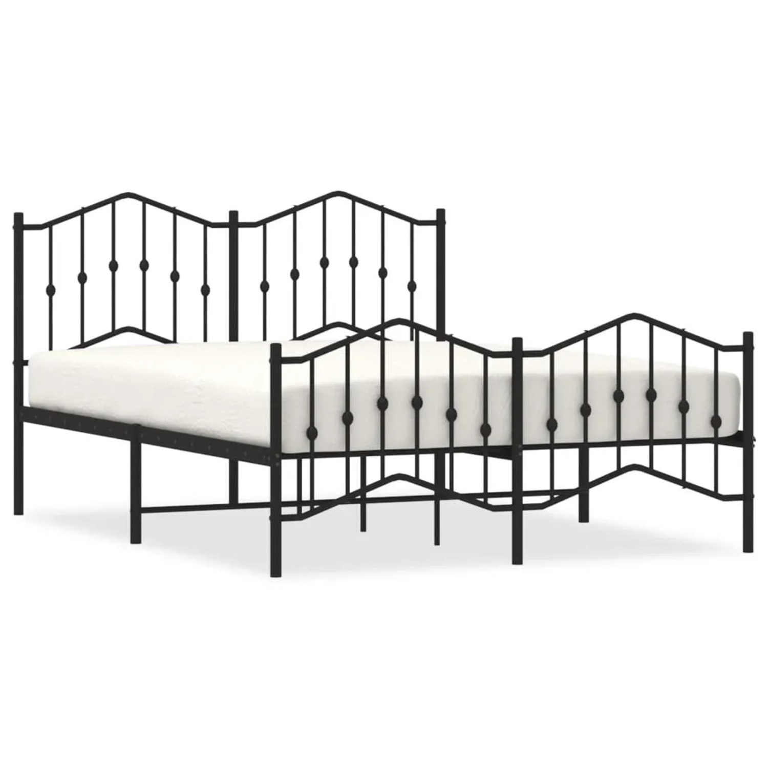 vidaXL Bettgestell mit Kopf- und Fußteil Metall Schwarz 150x200 cm Modell 171927928