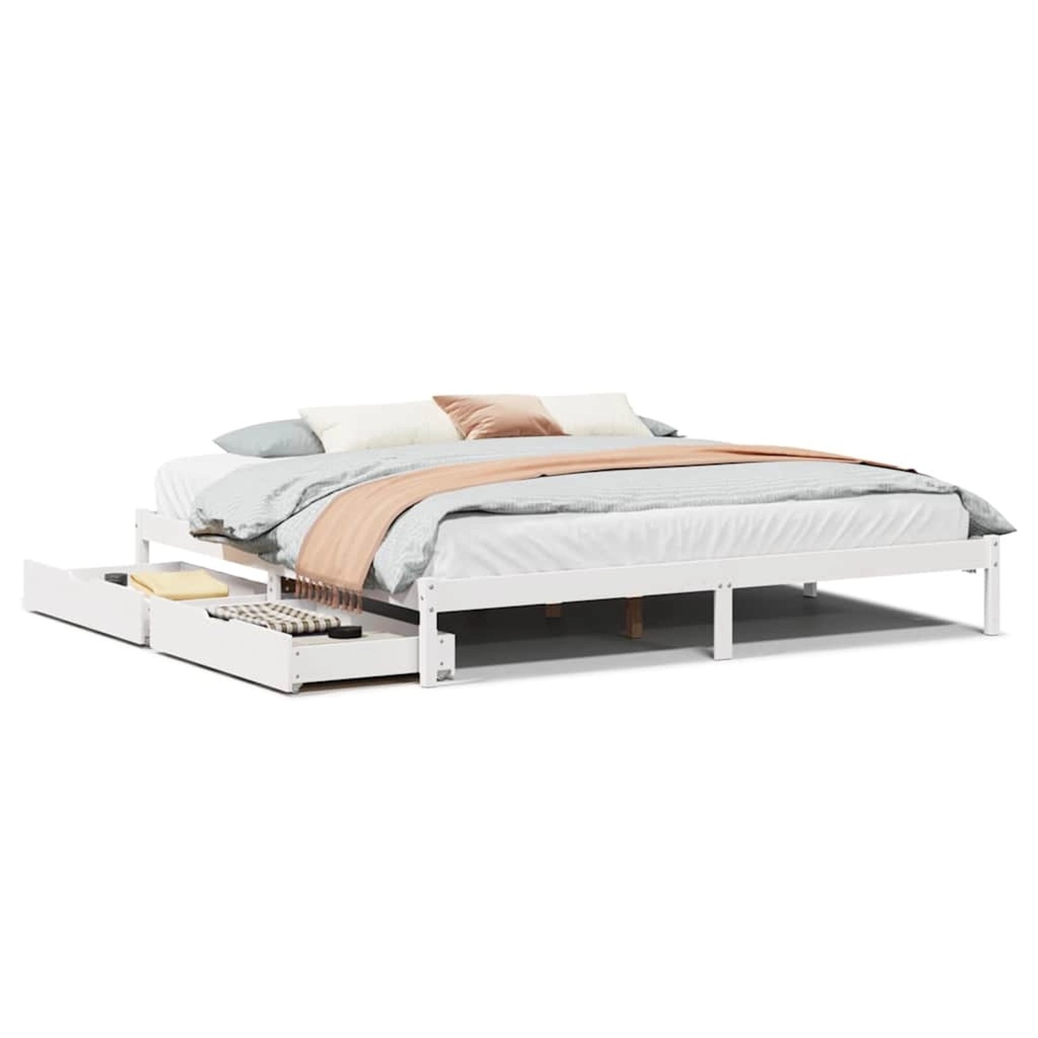 vidaXL Massivholzbett ohne Matratze Weiß 180x200 cm Kiefernholz 3301443 günstig online kaufen
