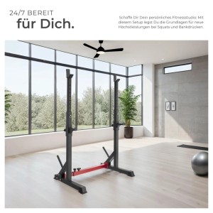 Schwarzes Tectake Squat Rack mit Hantelablage für Sport & Fitness im Home Gym.