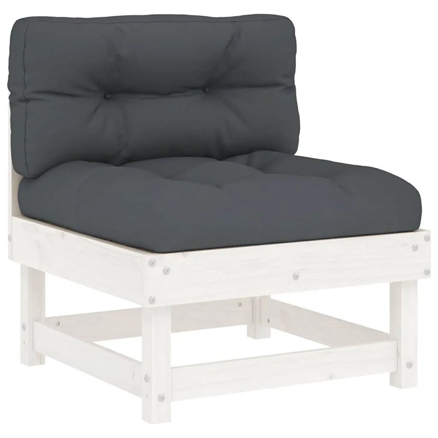vidaXL Mittelsofa mit Kissen Weiß Massivholz Kiefer 825430