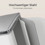 Detailaufnahme: Weiß-grauer Songmics Mülleimer Pary mit zwei Fächern und Inneneimer.