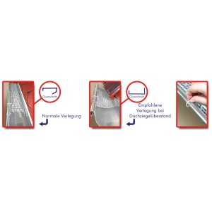 Sarei Laubstopp universal, grau, aus Polypropylen (PP) für Dachrinnen, verschiedene Installationsarten.