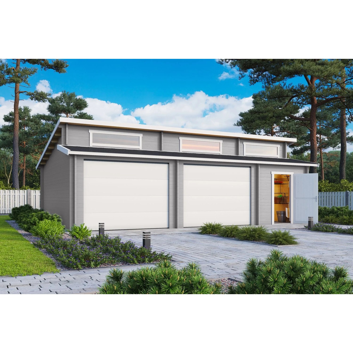 Lasita Garage Hawaii Set mit Sektionaltoren 780 cm x 520 cm Lichtgrau günstig online kaufen