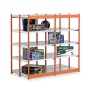 PROREGAL Fachbodenregal, Stecksystem, 250x132,5x60 cm, 2x6 Ebenen, orangefarbene Traversen.