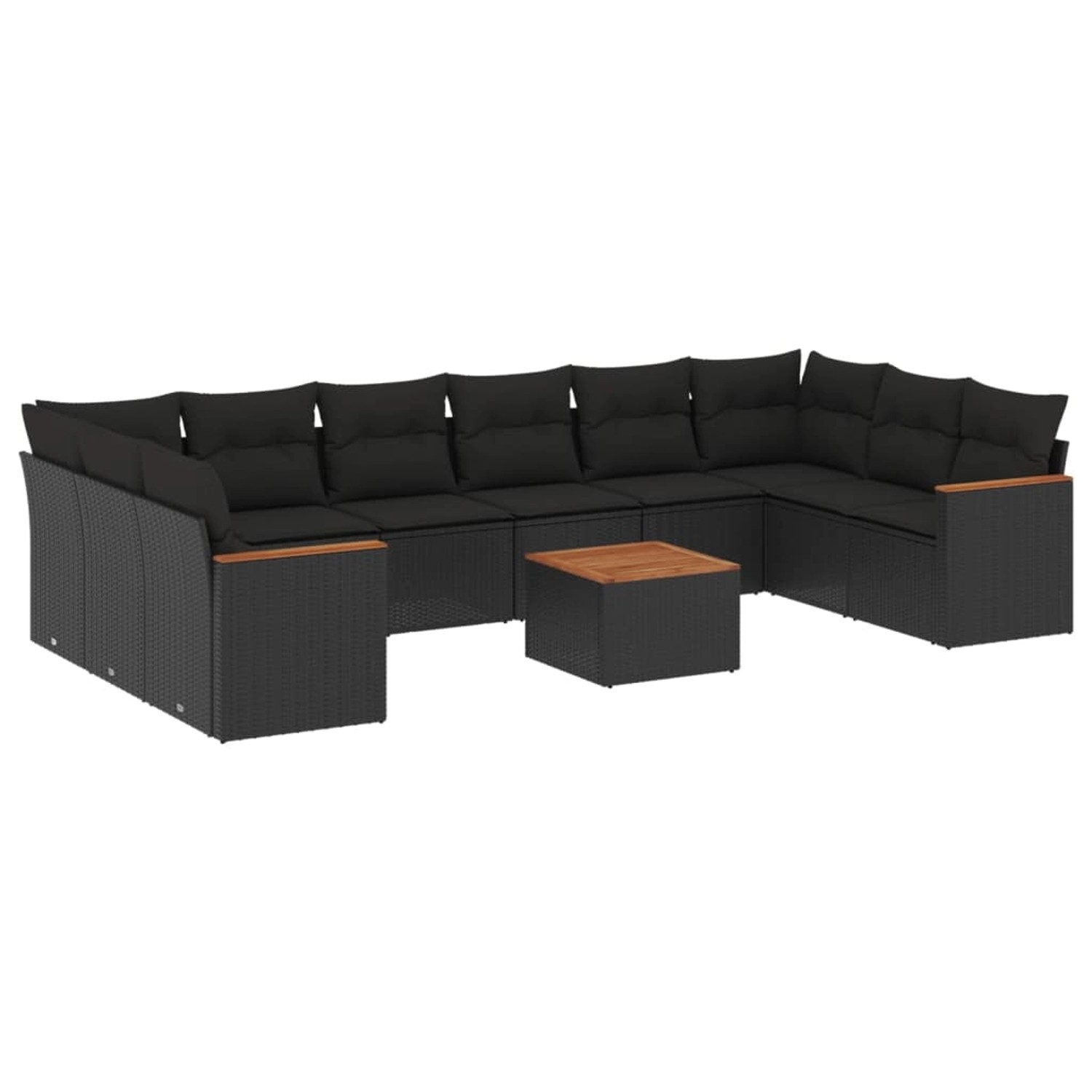 vidaXL 11-Tlg Garten-Sofagarnitur mit Kissen Schwarz Poly Rattan 3258730 günstig online kaufen