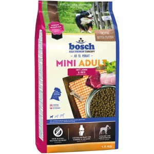 Bosch Mini Adult Lamm & Reis Hundefutter für kleine Rassen, 1kg Packung.