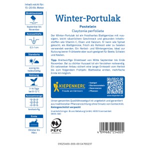 Kiepenkerl Winterportulak Samenpackung mit Aussaat-Hinweisen.