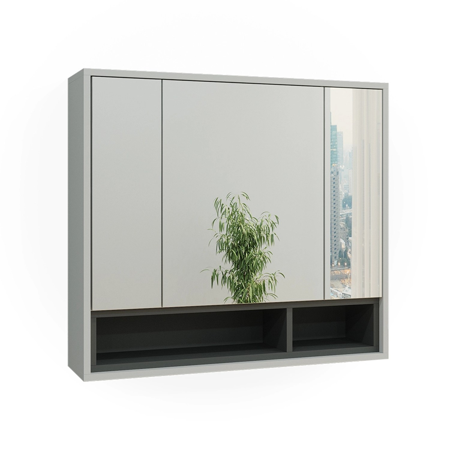 Vicco Badspiegelschrank Beatrice Grau/Anthrazit 80 x 72 cm günstig online kaufen