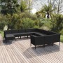 Schwarzes 12-tlg. vidaXL Garten-Lounge-Set aus Rattan mit Auflagen im Garten.