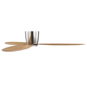 Lucci Air Deckenventilator Airfusion Radar DC Chrom mit Teak-Flügeln, 132cm Durchmesser.