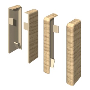 Egger Endstücke Kubisch, 6 cm, Eiche Hell, 2er-Pack für Leisten-Abschluss.