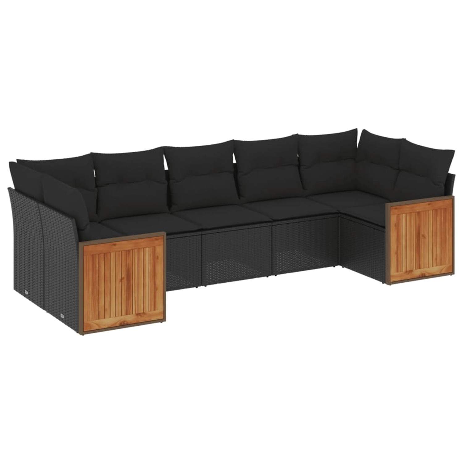 vidaXL 7-Tlg Garten-Sofagarnitur mit Kissen Schwarz Poly Rattan 3227945 günstig online kaufen
