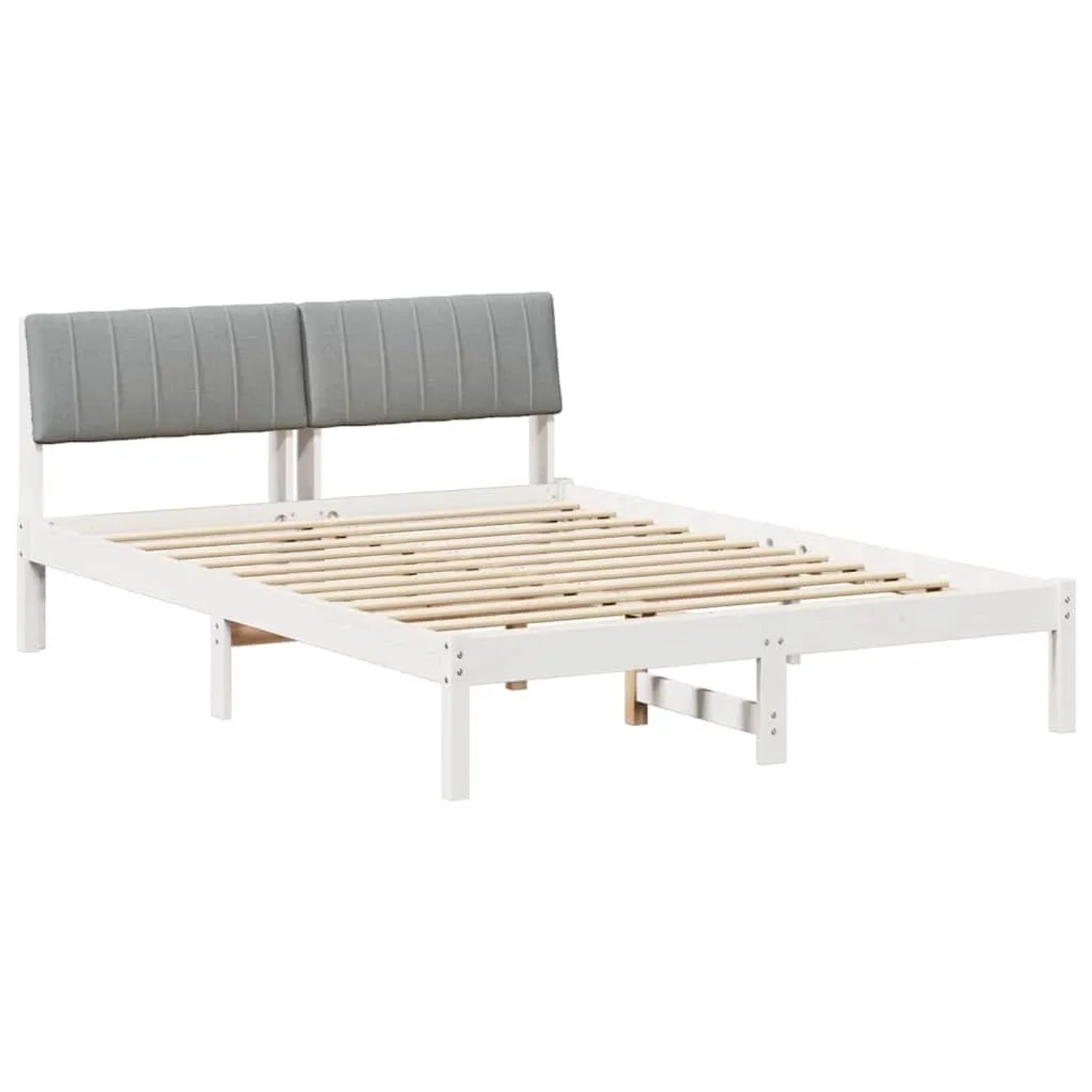 vidaXL Bettgestell Weiß und Hellgrau 135 x 190 cm Massivholz Kiefer 878693 günstig online kaufen