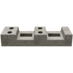 Bauzaunfuß aus Beton, 700 mm lang, mit vier Löchern für Bauzaun-Elemente.