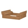 Robuster, klappbarer roba Sandkasten aus Holz in Natur mit Sitzbank.