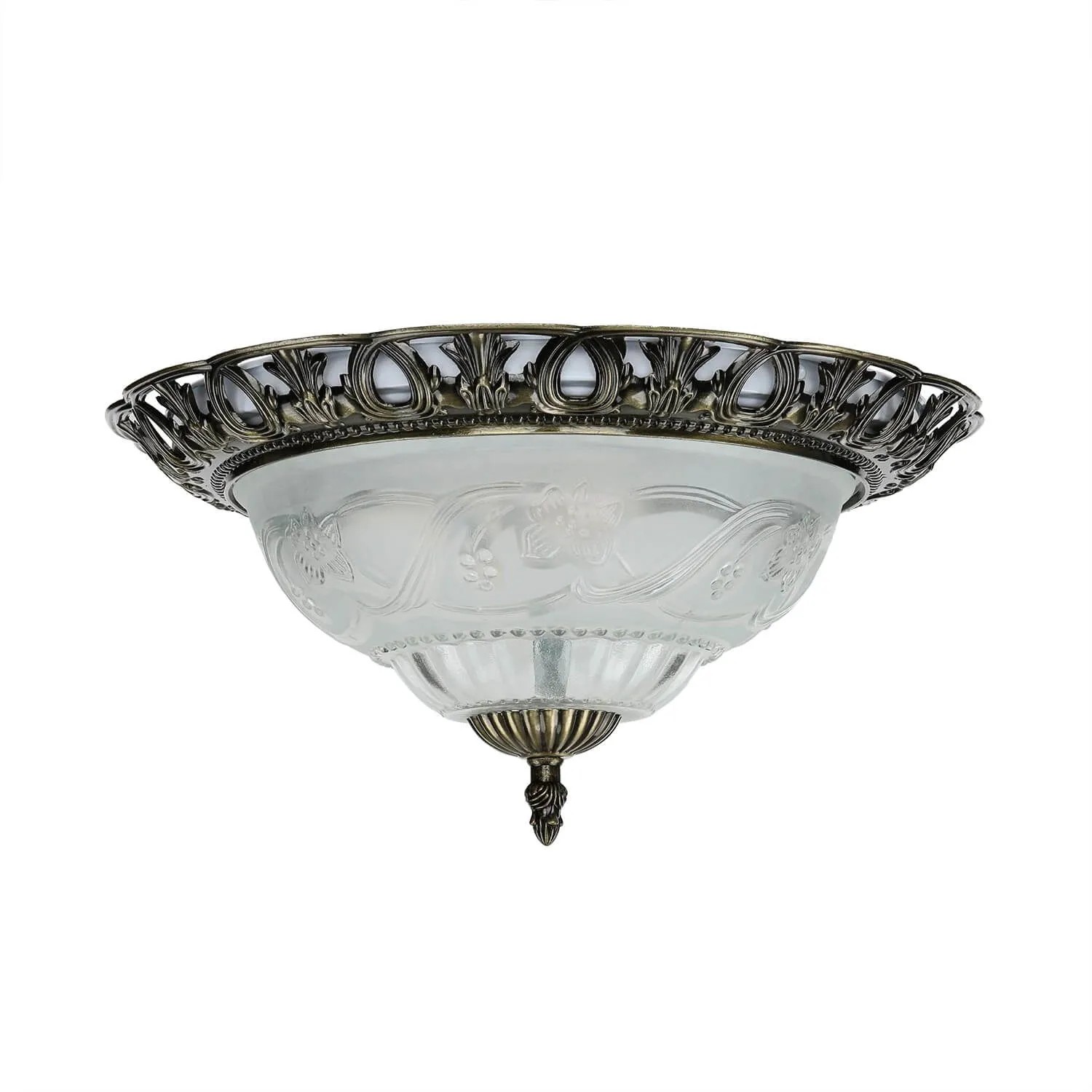 EASYLIGHT Deckenlampe Metall Glas Ø 33 cm In Messing Antik 2x E14 Rund Jugendstil