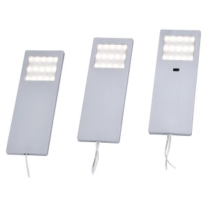 Paul Neuhaus Helena LED Unterbauleuchten 3er-Set, silberne Küchenleuchten mit warmweißem Licht.