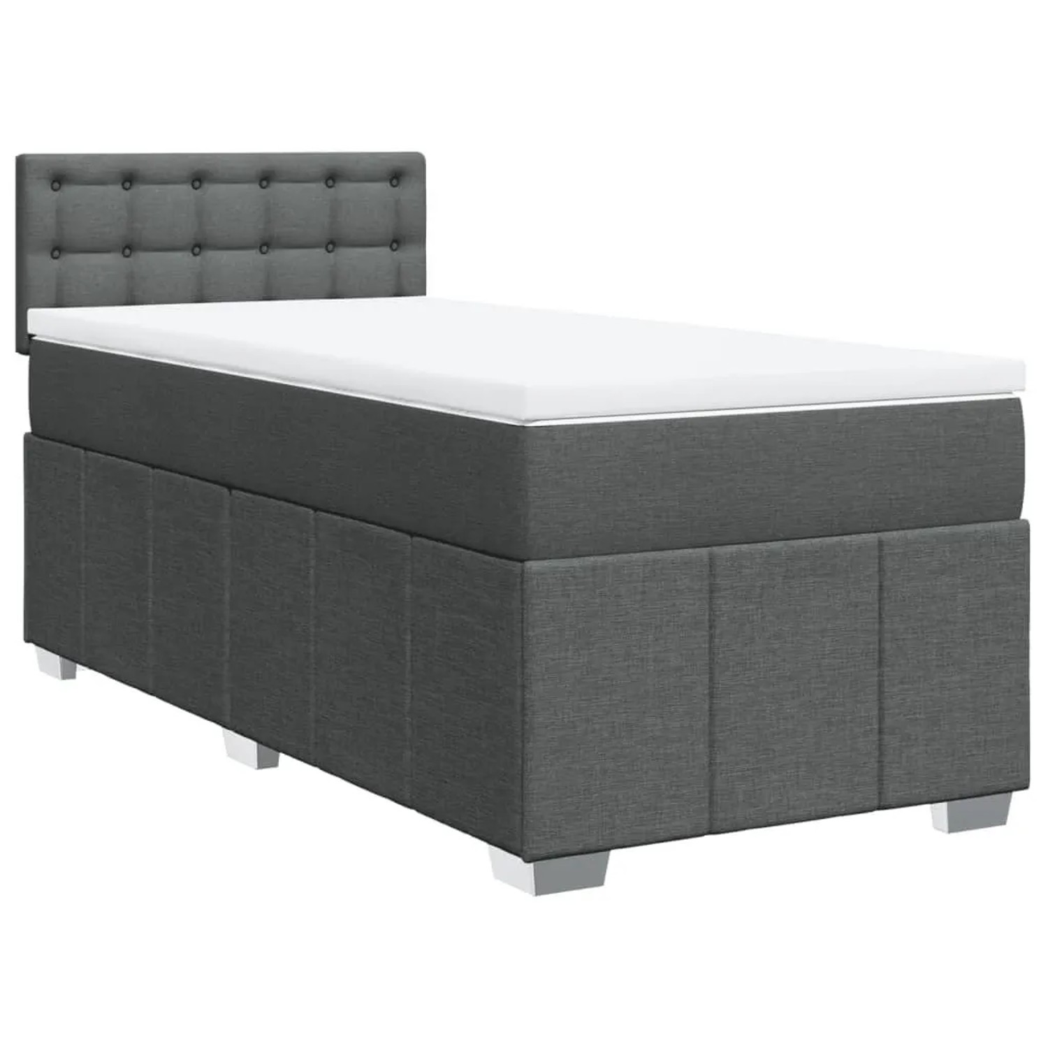 vidaXL Boxspringbett mit Matratze Dunkelgrau 80x200 cm Stoff 3289210