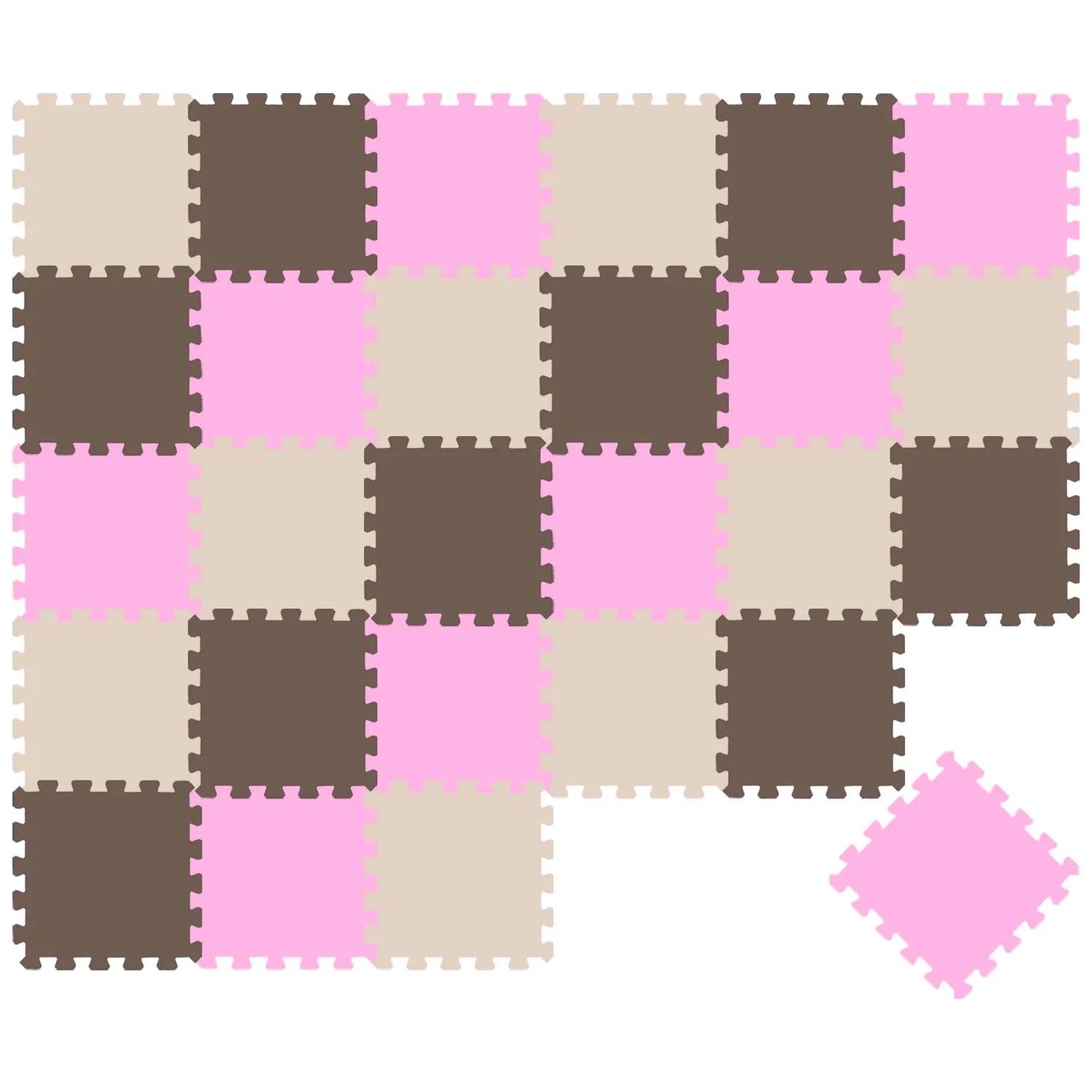 LittleTom Baby & Kinder Puzzlematte 30 x 30 cm 27 Teile Beige Braun Pink