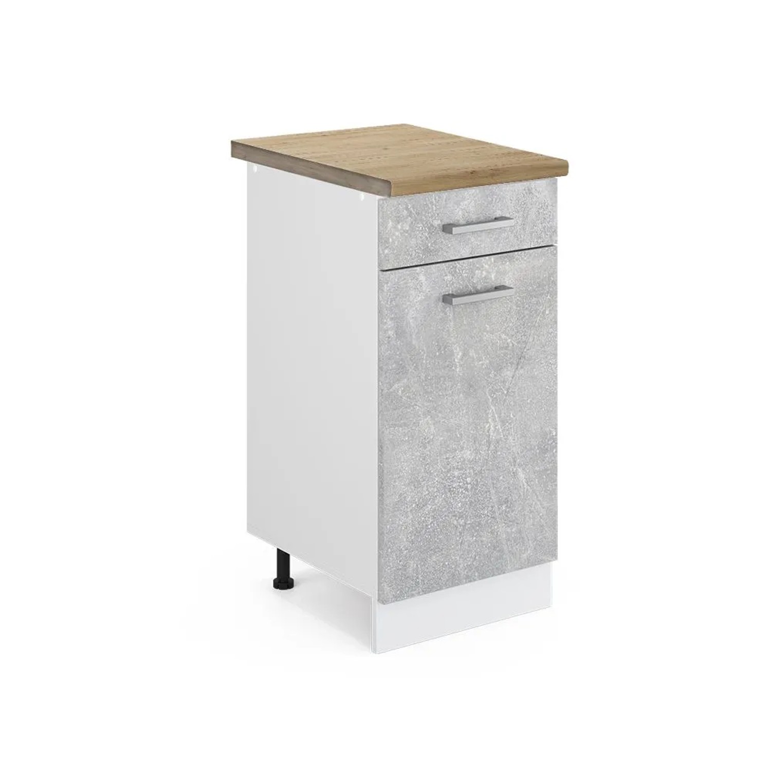 Vicco Küchenunterschrank R-Line Schubladenschrank für die Küche Beton Weiß 40 cm AP Eiche