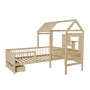 Juskys Kinderbett Yari 90x200 cm Natur mit Schreibtisch und Schublade.