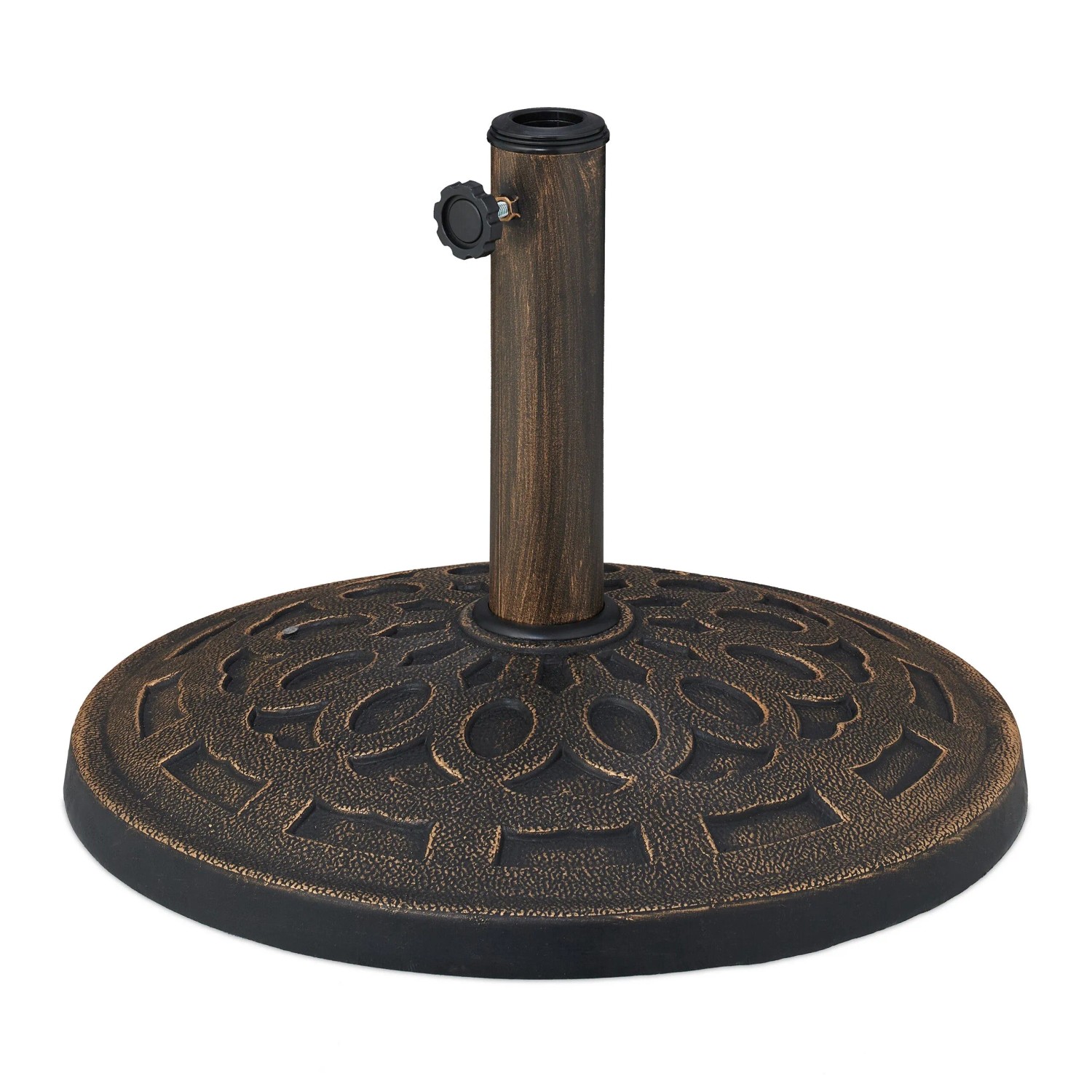 Relaxdays Sonnenschirmständer Kunstharz Stahl Kunststoff Schwarz Bronze Schwer 33 cm x 49 cm 13,7 kg