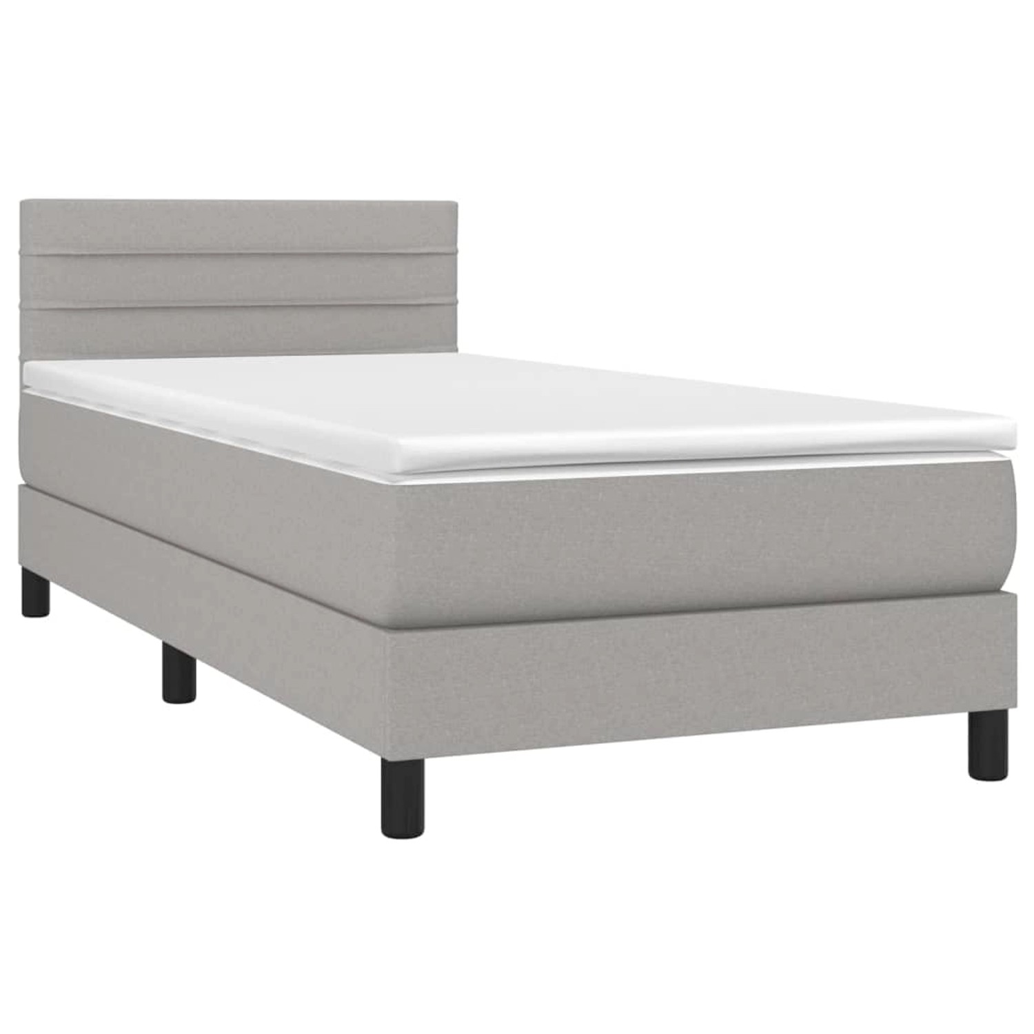 vidaXL Boxspringbett mit Matratze & LED Hellgrau 100x200 cm Stoff 3133213 günstig online kaufen