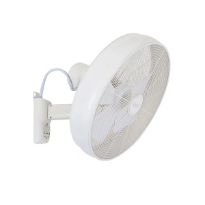 Weißer Lucci Air Wandventilator Breeze Wall mit Fernbedienung.