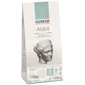 Alabit Modelliergips 1kg, weiß, zum Gießen von Modellen und Reliefs im Hobbybereich.