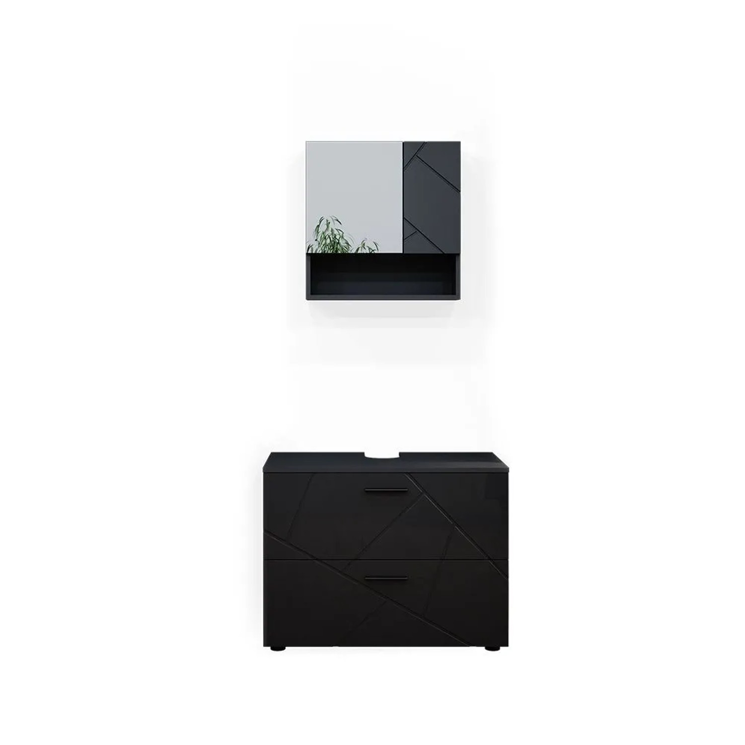 Vicco Badmöbel-Set Irma Anthrazit Hochglanz 80 x 59 2-teilig