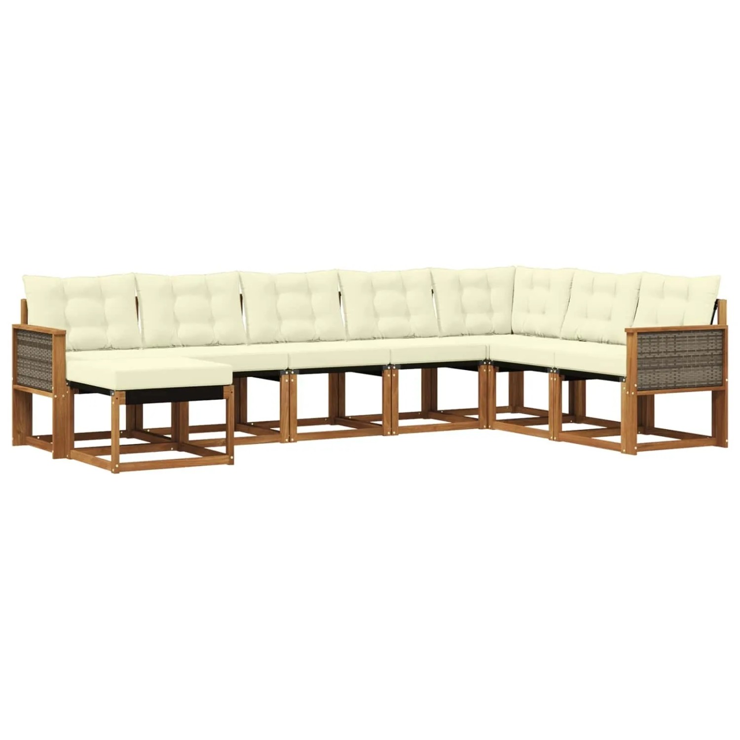 vidaXL Outdoor-Sofagarnitur mit Kissen 8 Stk Natur und Creme 3382138