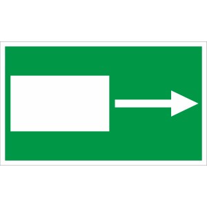 Grünes Notausgangsschild mit weißem Pfeil nach rechts, 25x15 cm.