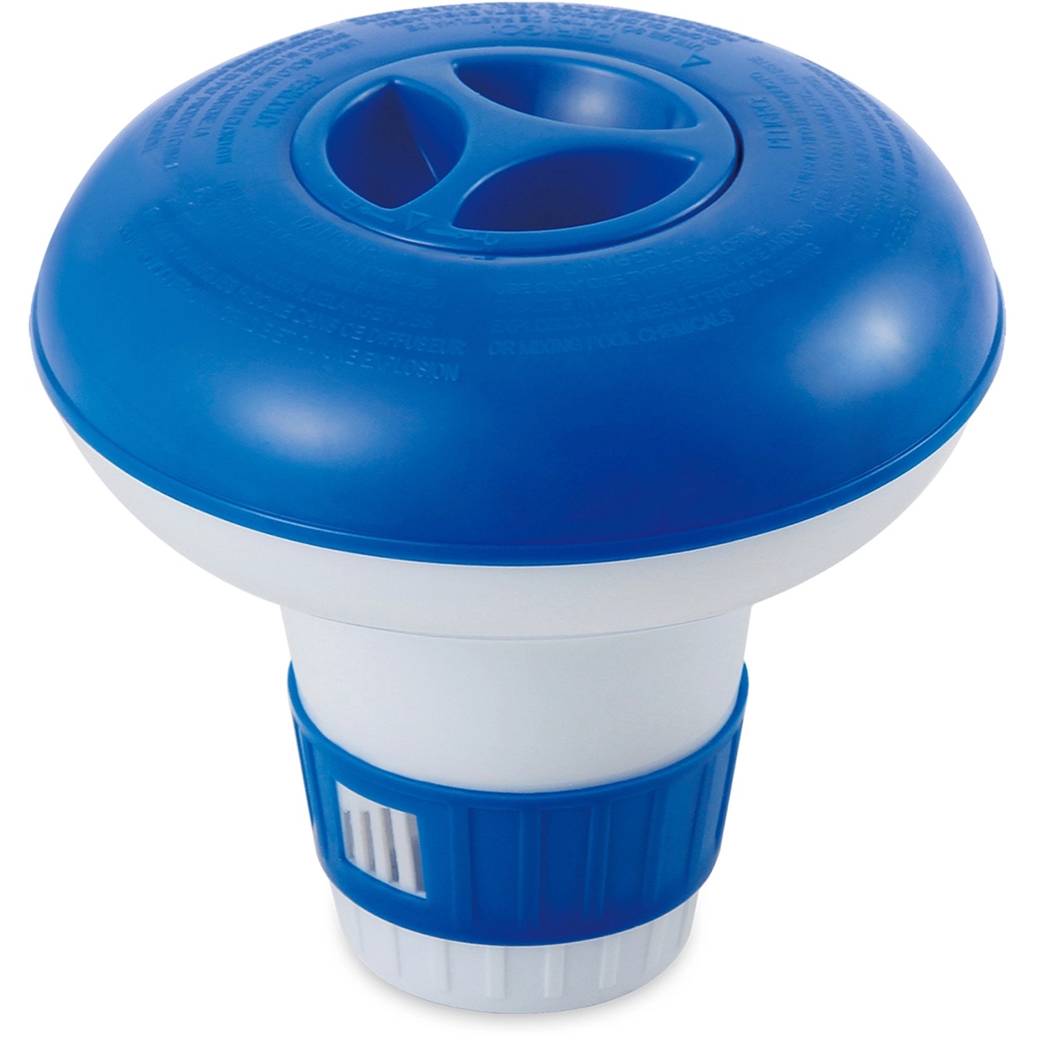 Schwimmender Chlordosierer, blau-weiß, für Stahlrahmen Pools zur Desinfektion des Poolwassers.