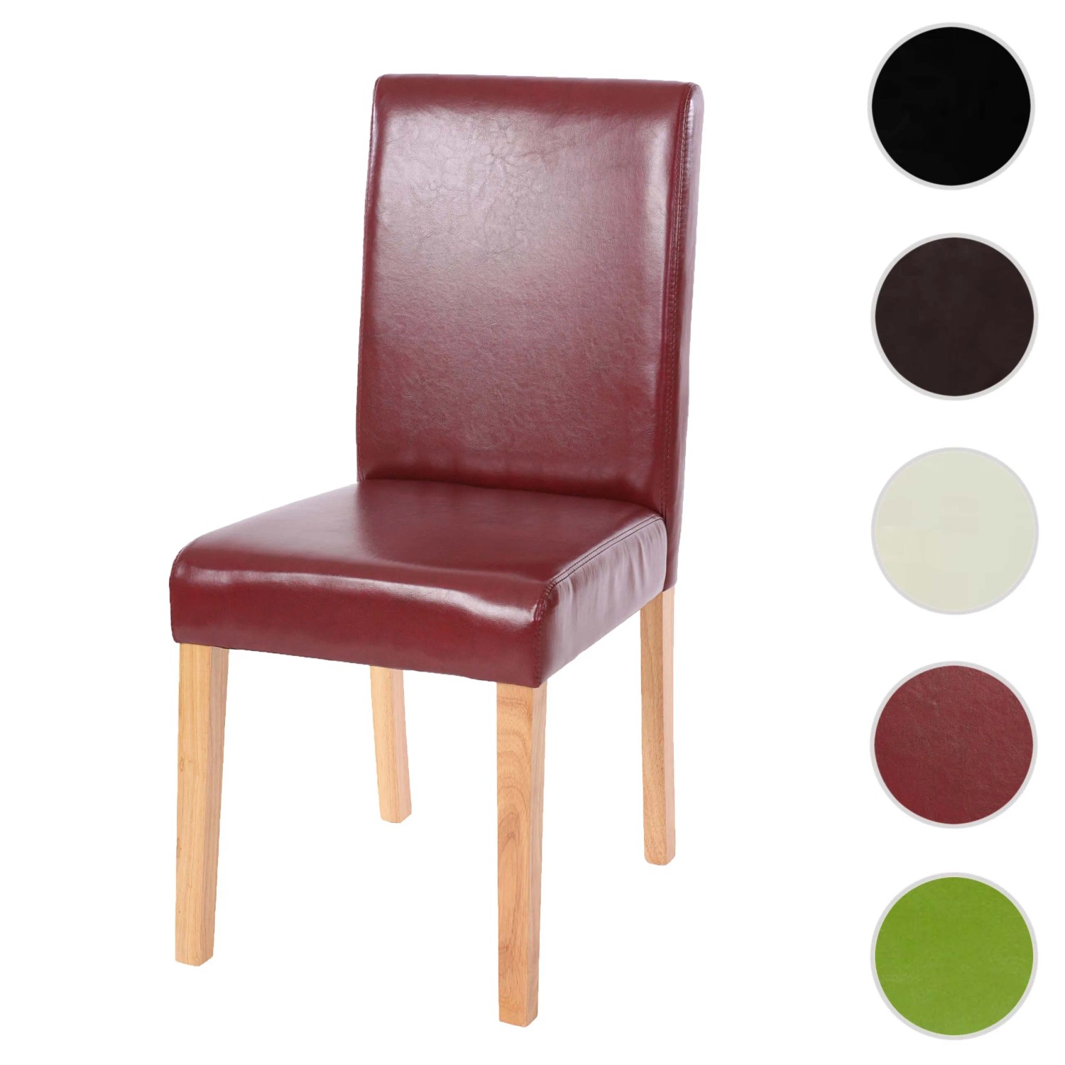 MCW Esszimmerstuhl Littau in Rot-Braun mit hellen Holzbeinen.