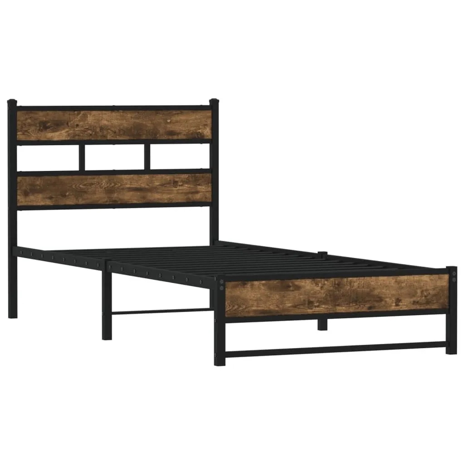 vidaXL Metallbett ohne Matratze Räuchereiche 90x200 cm 4017211