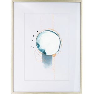 Holz-Bilderrahmen in Silber, 60x80 cm, mit abstraktem Bild im Passepartout.