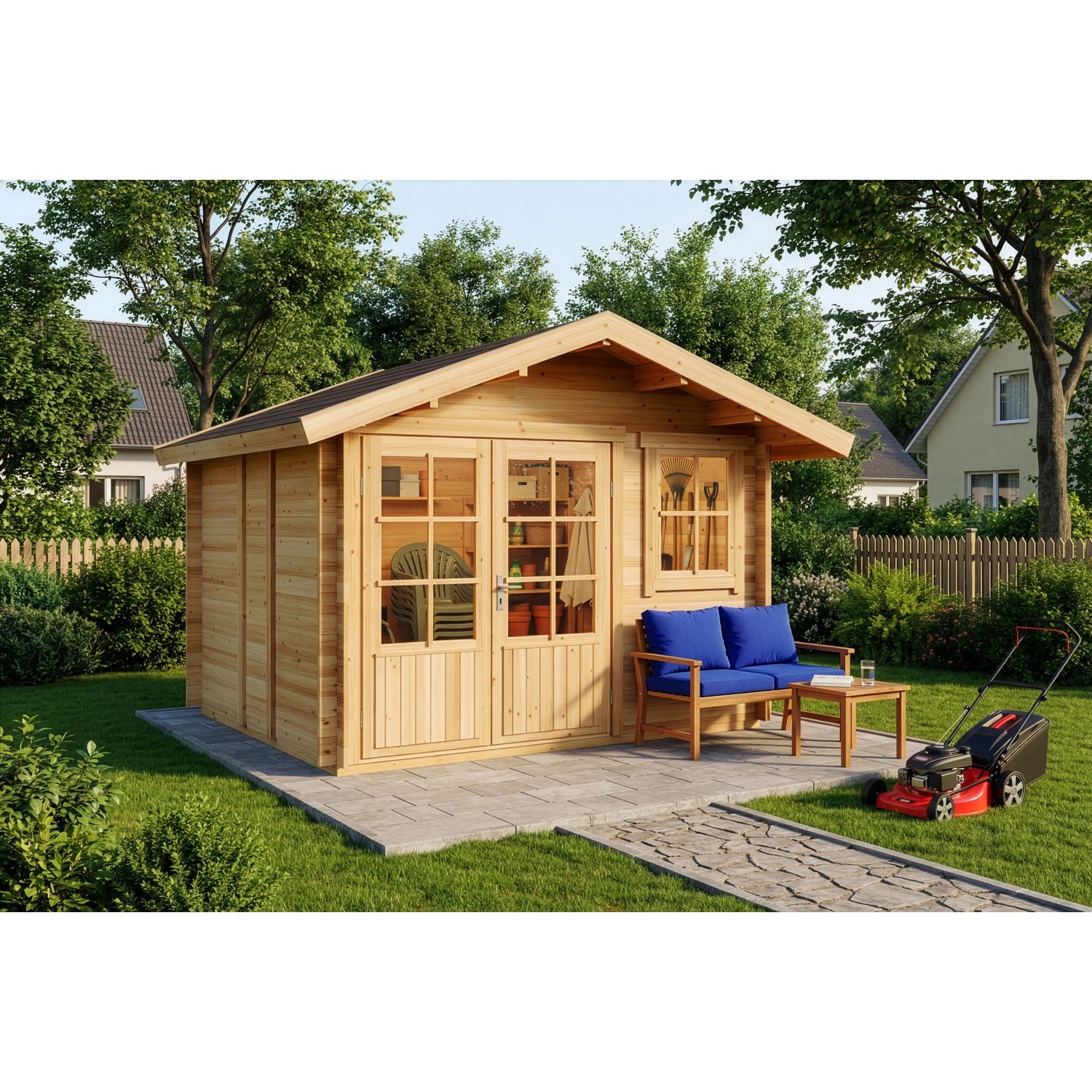 Alpholz Gartenhaus Palermo 331x331cm Naturbelassen