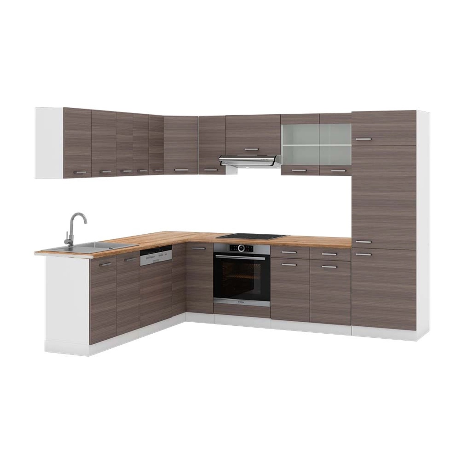 Vicco R-Line Eckküche Edelgrau/Weiß 227 x 287 cm AP Eiche günstig online kaufen